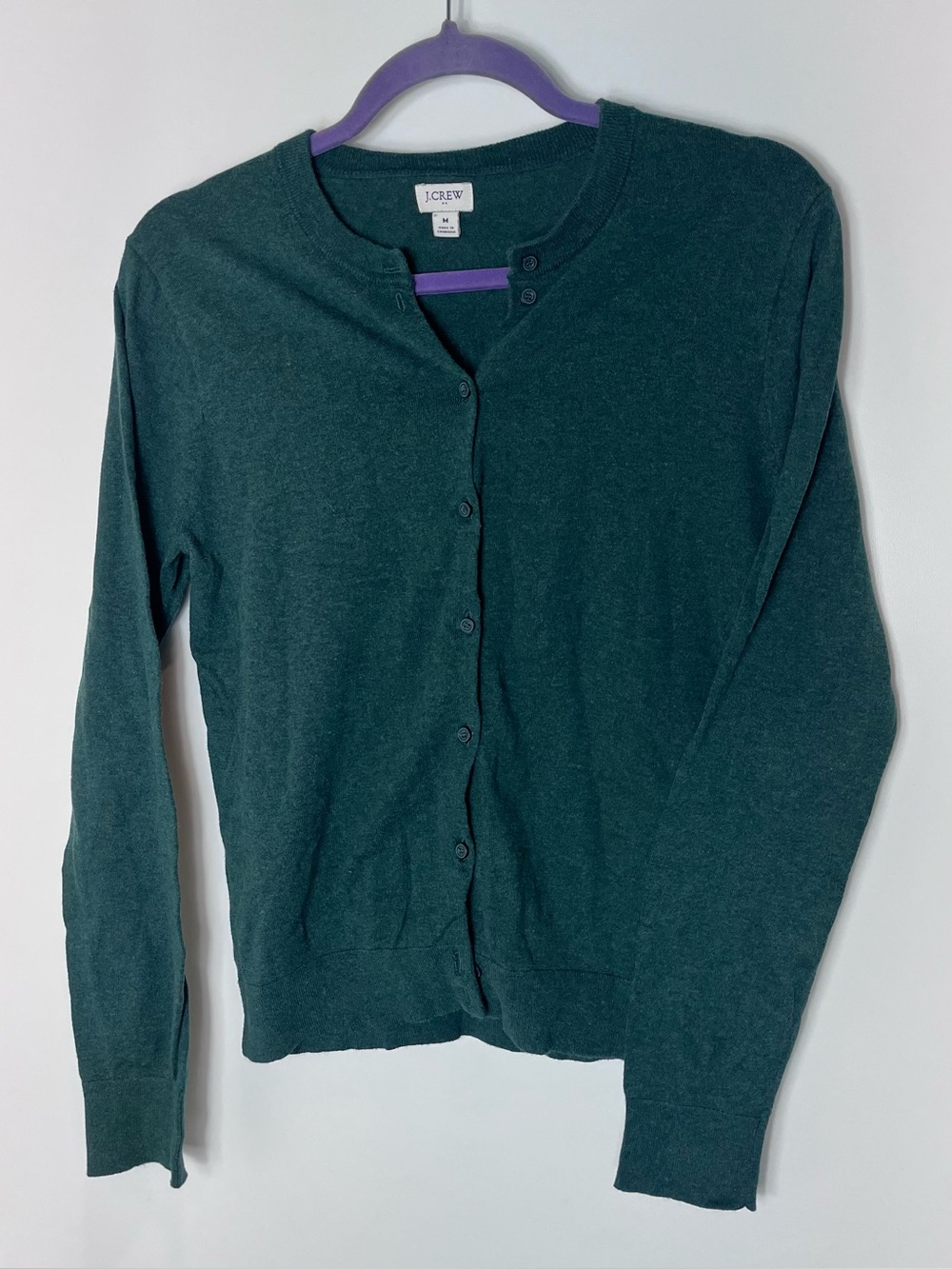 J. Crew Women's Button Cardigan Sweater Green Cotton Size Mediun